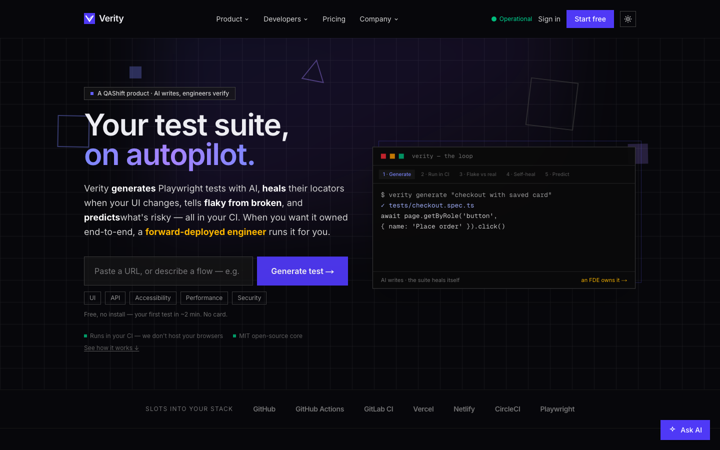 Verity — live product